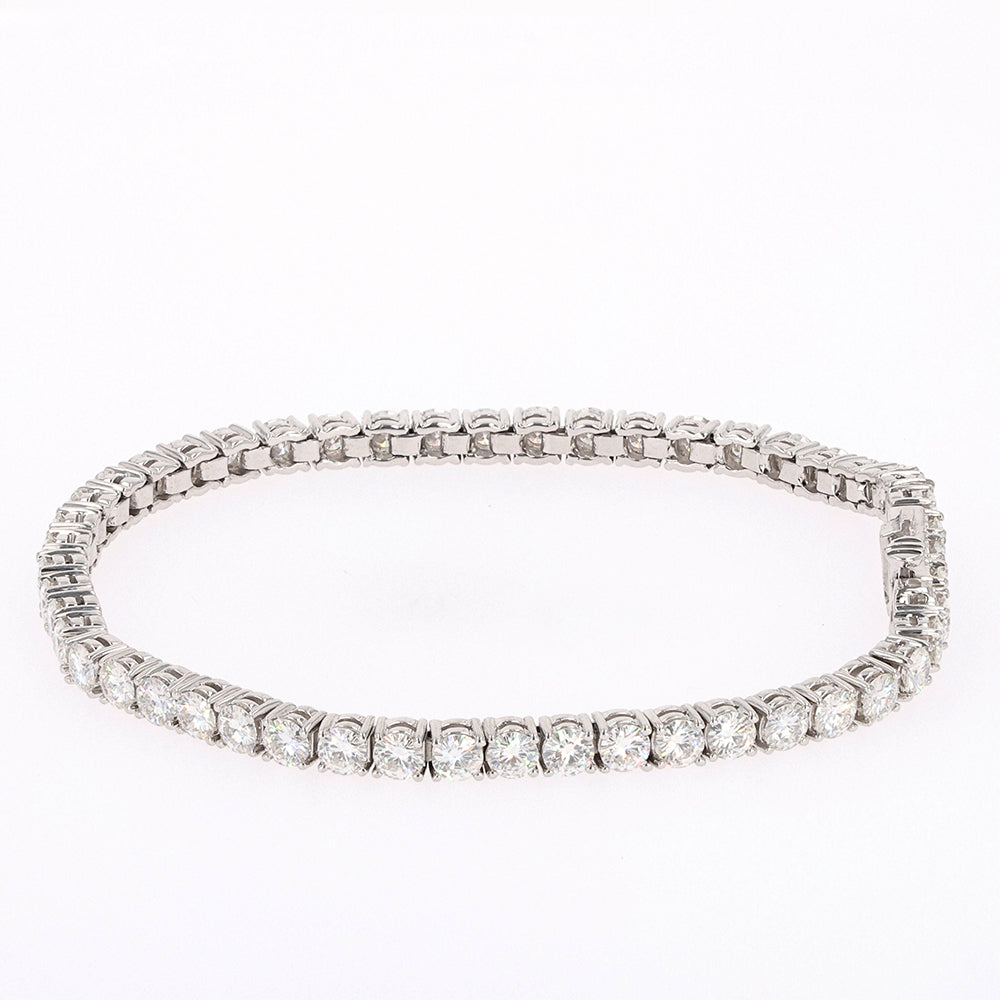6.50 CTW DEW Round Moissanite Four Prong Tennis Bracelet in Sterling Silver