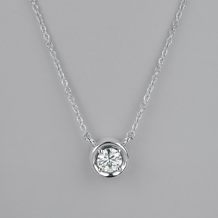 0.33 CTW DEW Round Moissanite Solitaire Pendant in Sterling Silver