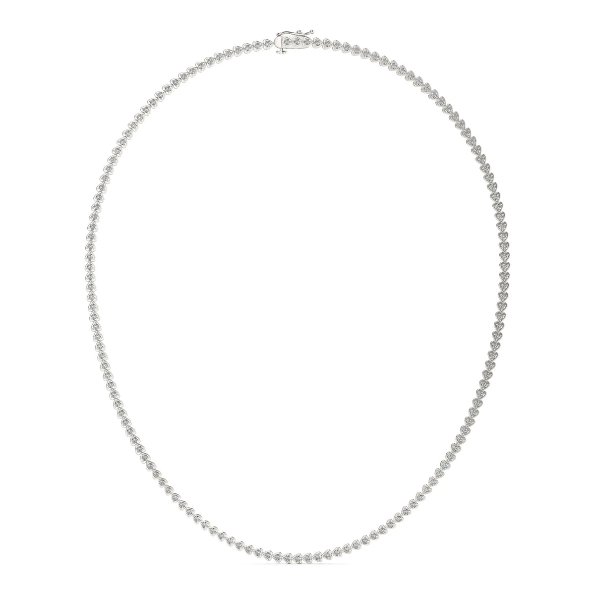 Forever Bright 2.16 CTW Moissanite Eternal Heart Tennis Necklace in 925 Silver
