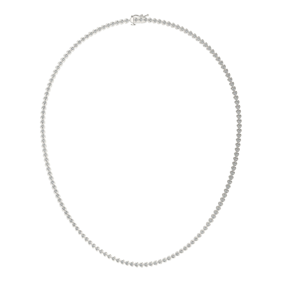 Forever Bright 2.16 CTW Moissanite Eternal Heart Tennis Necklace in 925 Silver