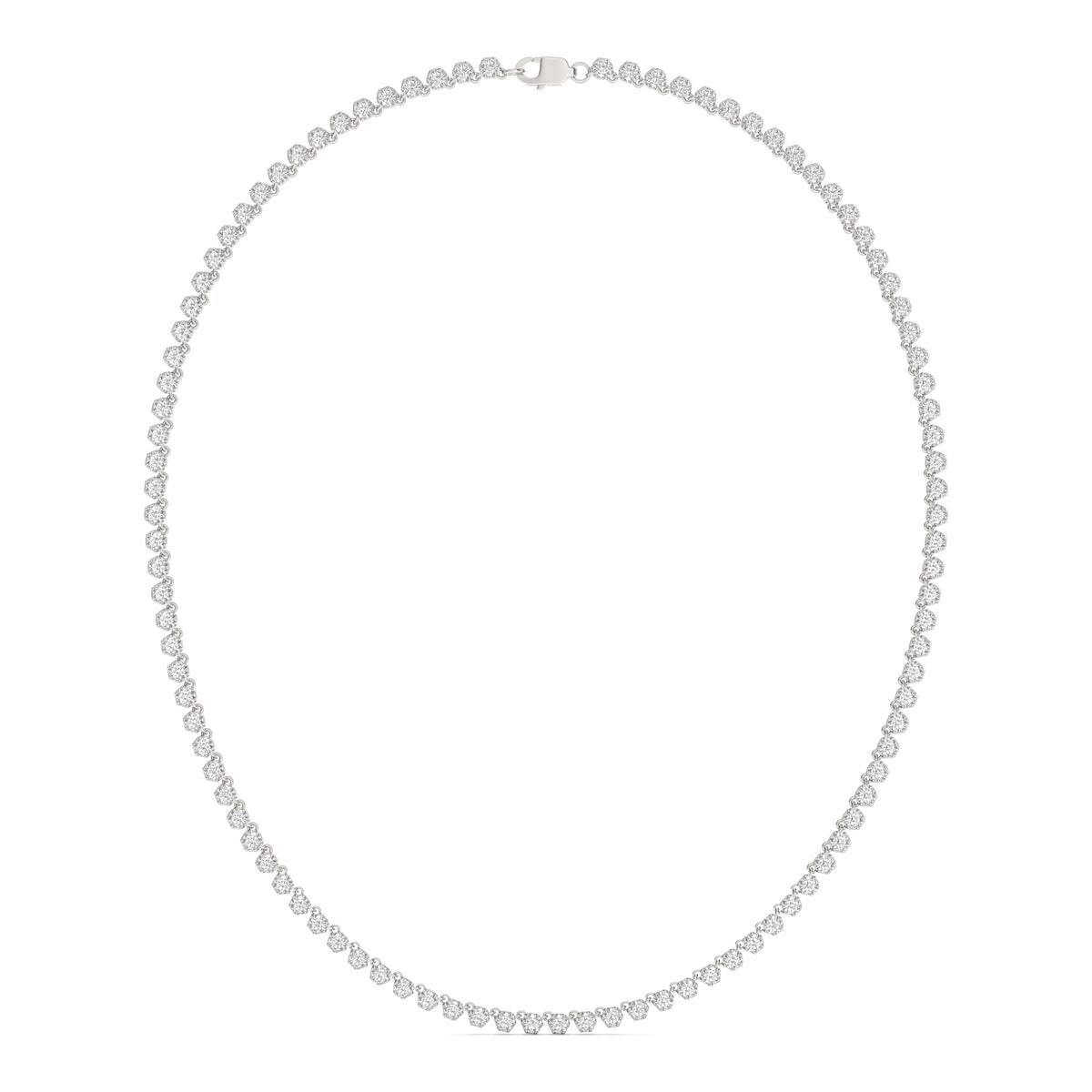 10.23 CTW DEW Round Moissanite Station Tennis Necklace in Sterling Silver