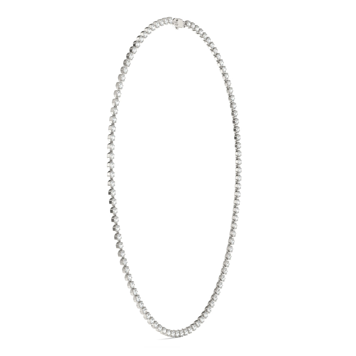 10.23 CTW DEW Round Moissanite Station Tennis Necklace in Sterling Silver