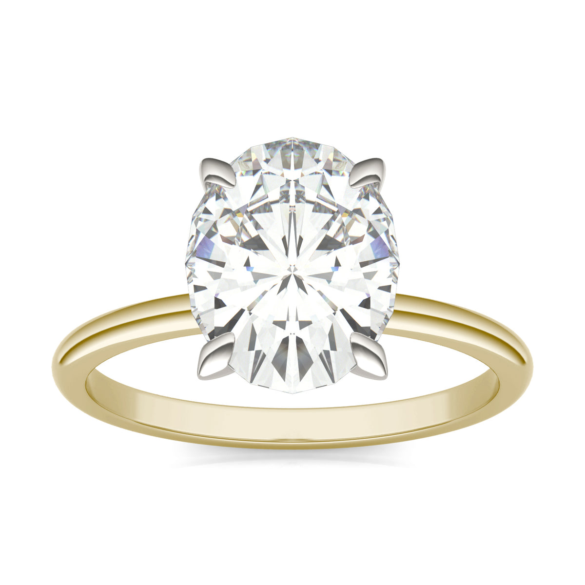 Forever Bright 3.00 CTW Moissanite Oval Basket Solitaire Ring 10K Two-Tone Gold