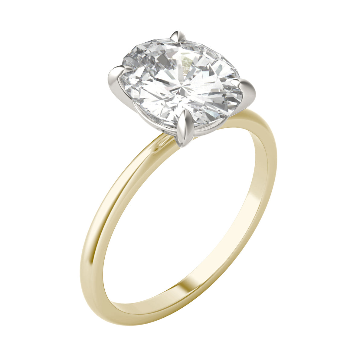 Forever Bright 3.00 CTW Moissanite Oval Basket Solitaire Ring 10K Two-Tone Gold