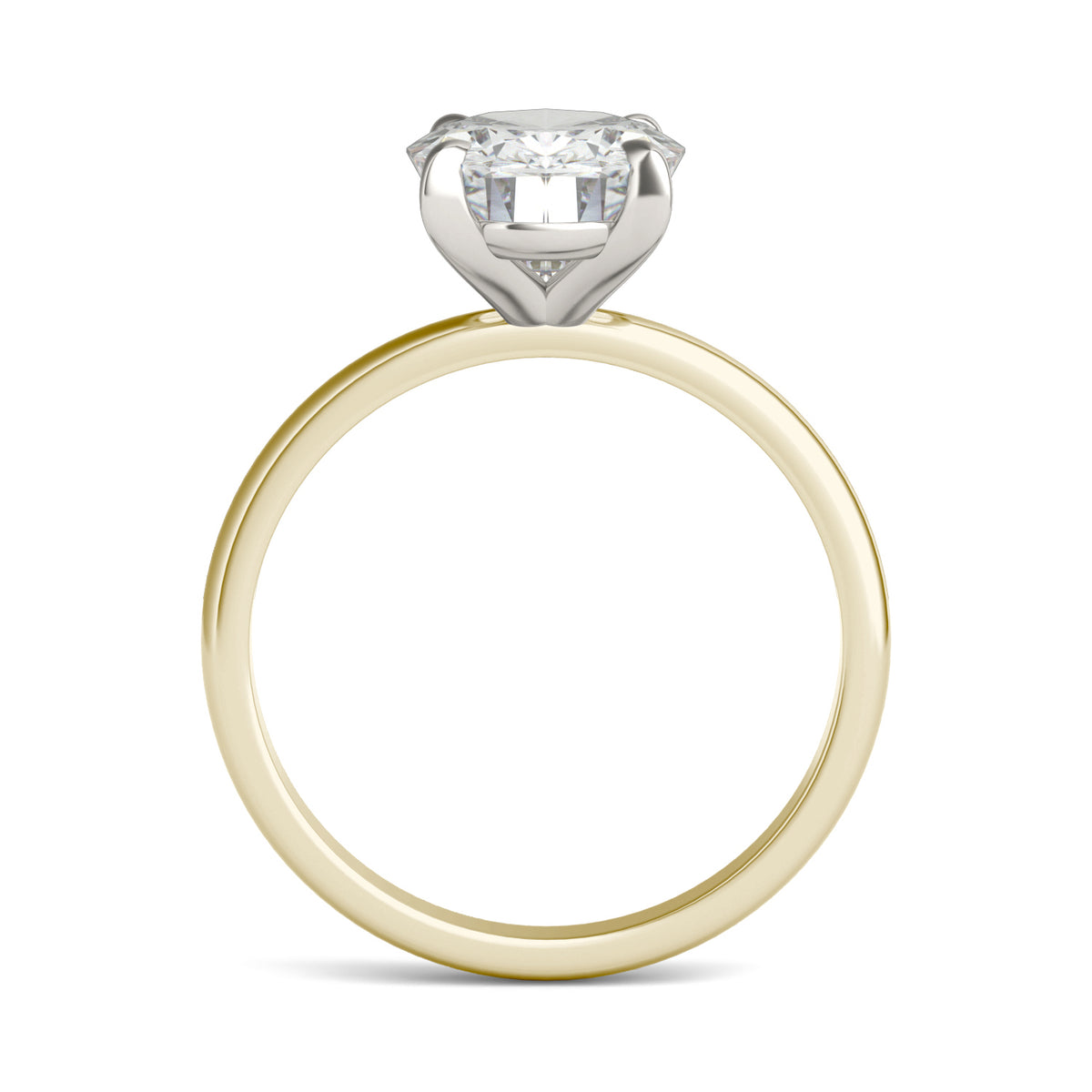 Forever Bright 3.00 CTW Moissanite Oval Basket Solitaire Ring 10K Two-Tone Gold