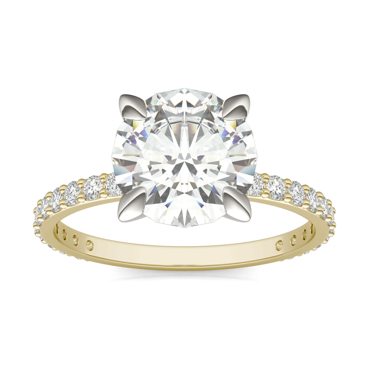 Forever Bright 2.62 CTW Moissanite Round Accented Engagement Ring 14K Two-Tone