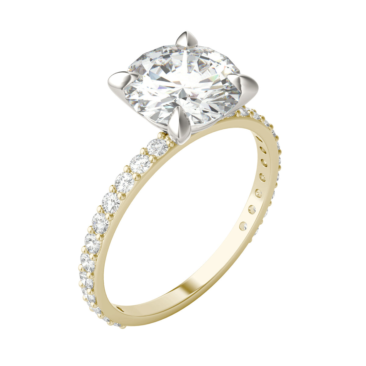 Forever Bright 2.62 CTW Moissanite Round Accented Engagement Ring 14K Two-Tone