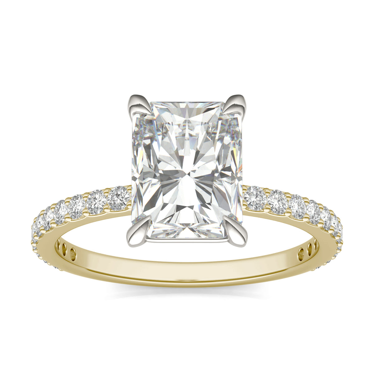 Forever Bright 3.12 CTW Moissanite Radiant Accented Engagement Ring 14K Two-Tone