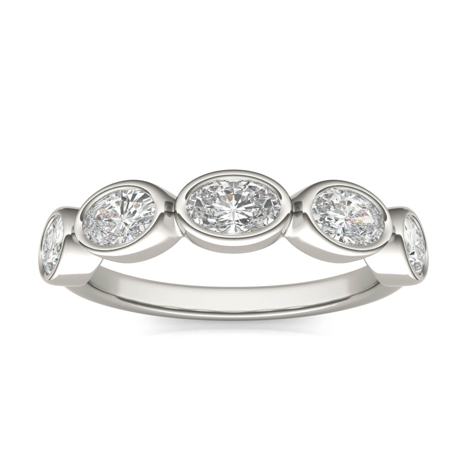1.3 CTW DEW Oval Moissanite Five-Stone Band in Sterling Silver