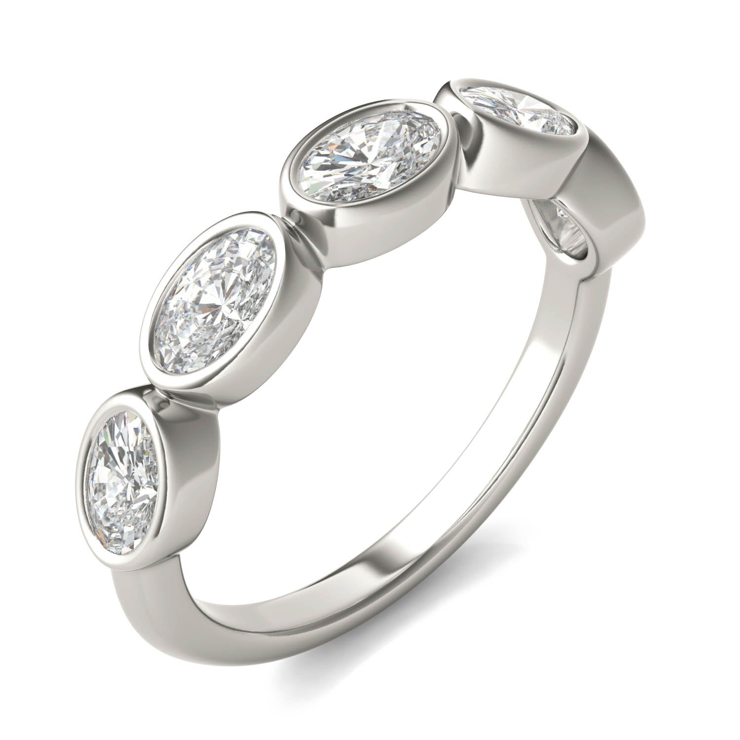 1.3 CTW DEW Oval Moissanite Five-Stone Band in Sterling Silver