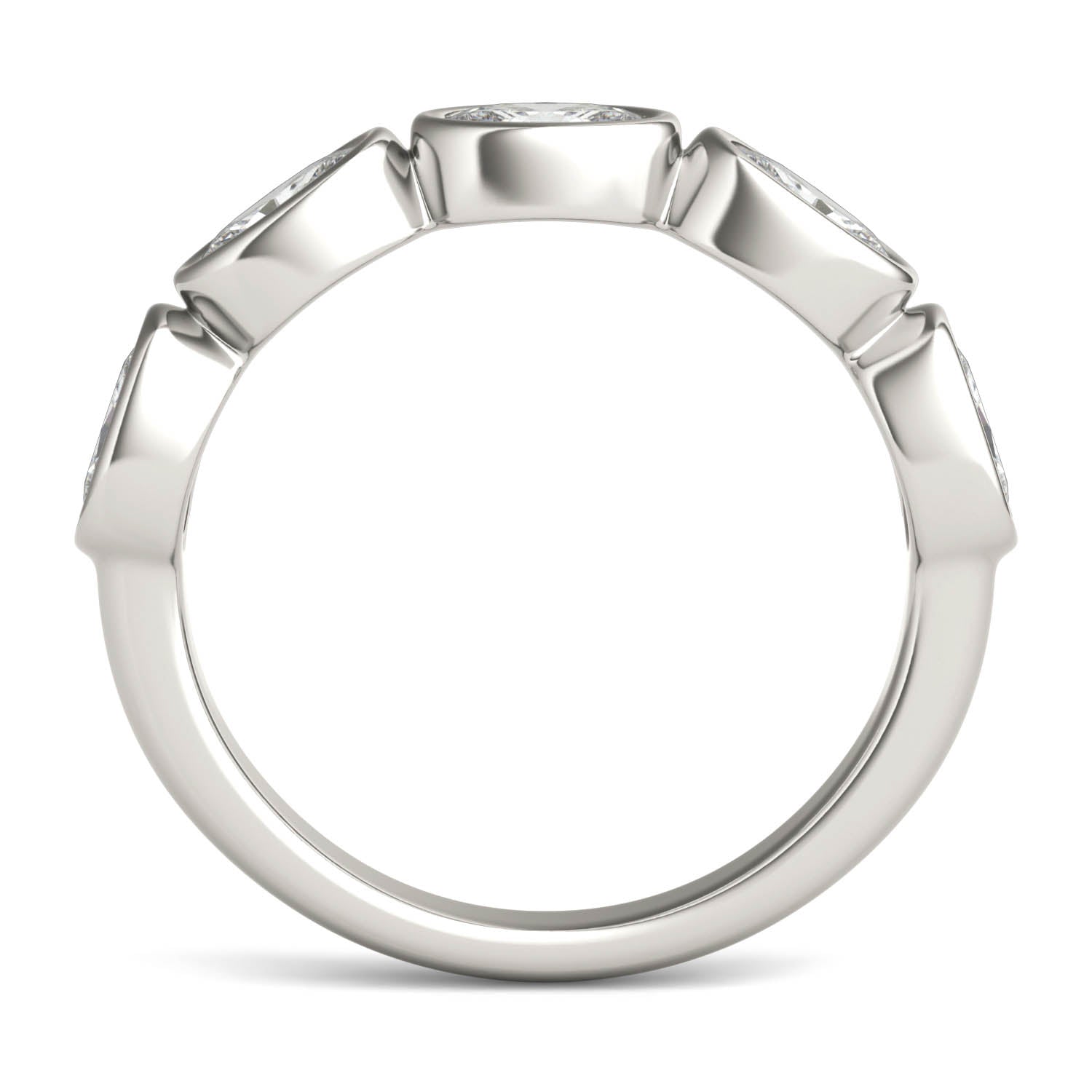 1.3 CTW DEW Oval Moissanite Five-Stone Band in Sterling Silver