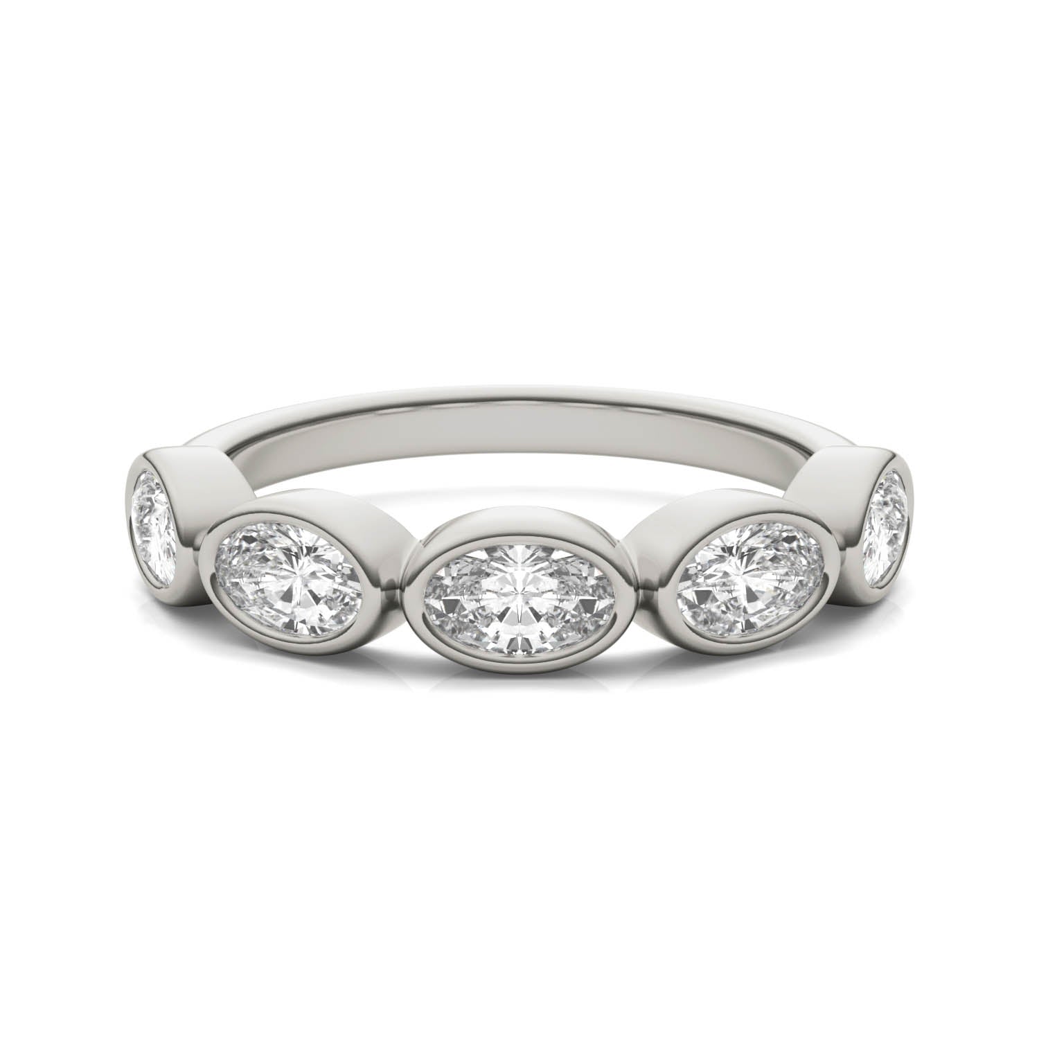 1.3 CTW DEW Oval Moissanite Five-Stone Band in Sterling Silver