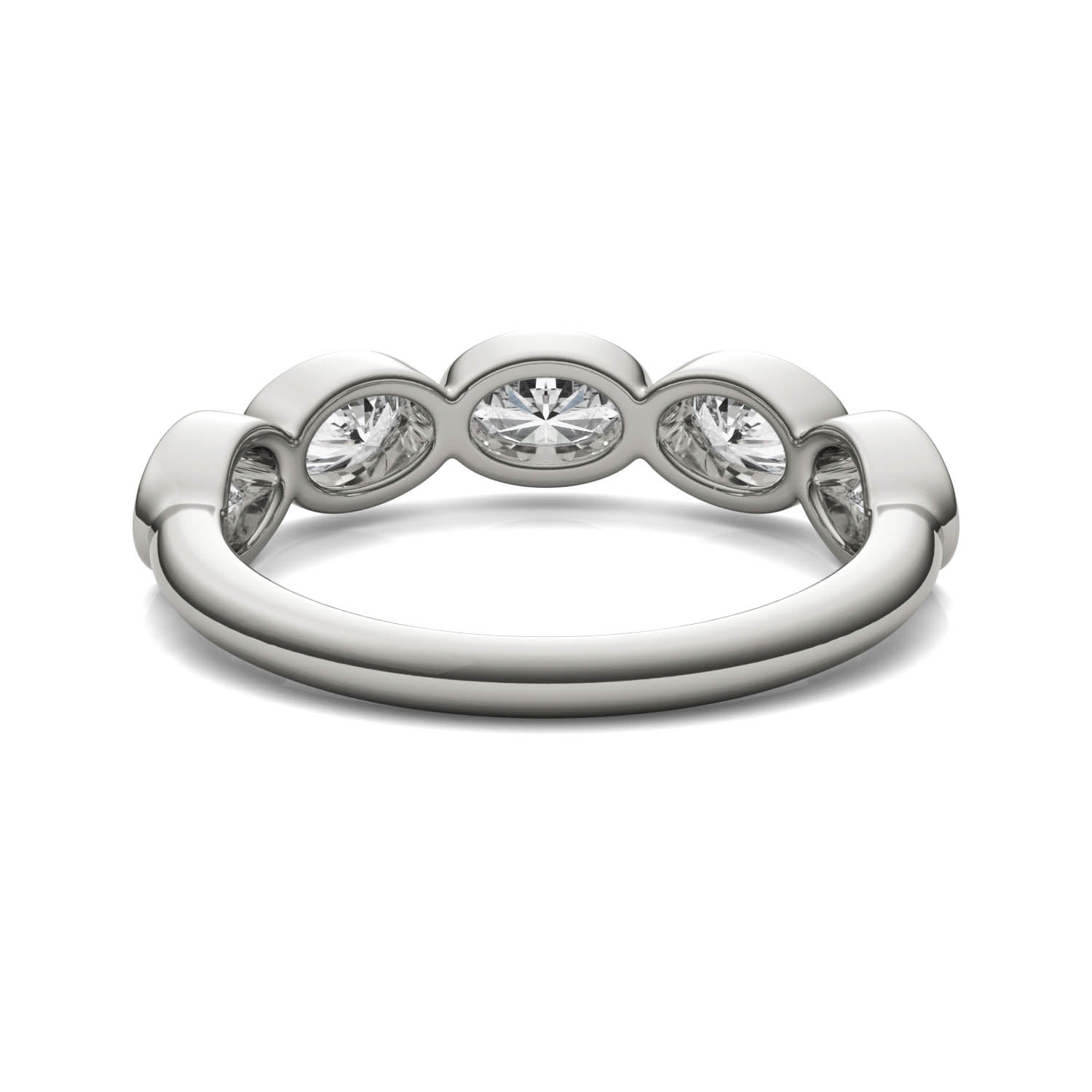 1.3 CTW DEW Oval Moissanite Five-Stone Band in Sterling Silver