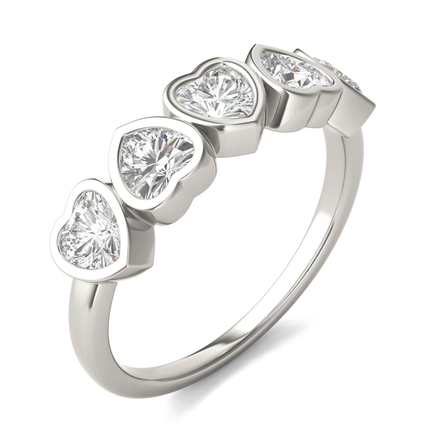 1.15 CTW DEW Heart Moissanite Five-Stone Band in Sterling Silver