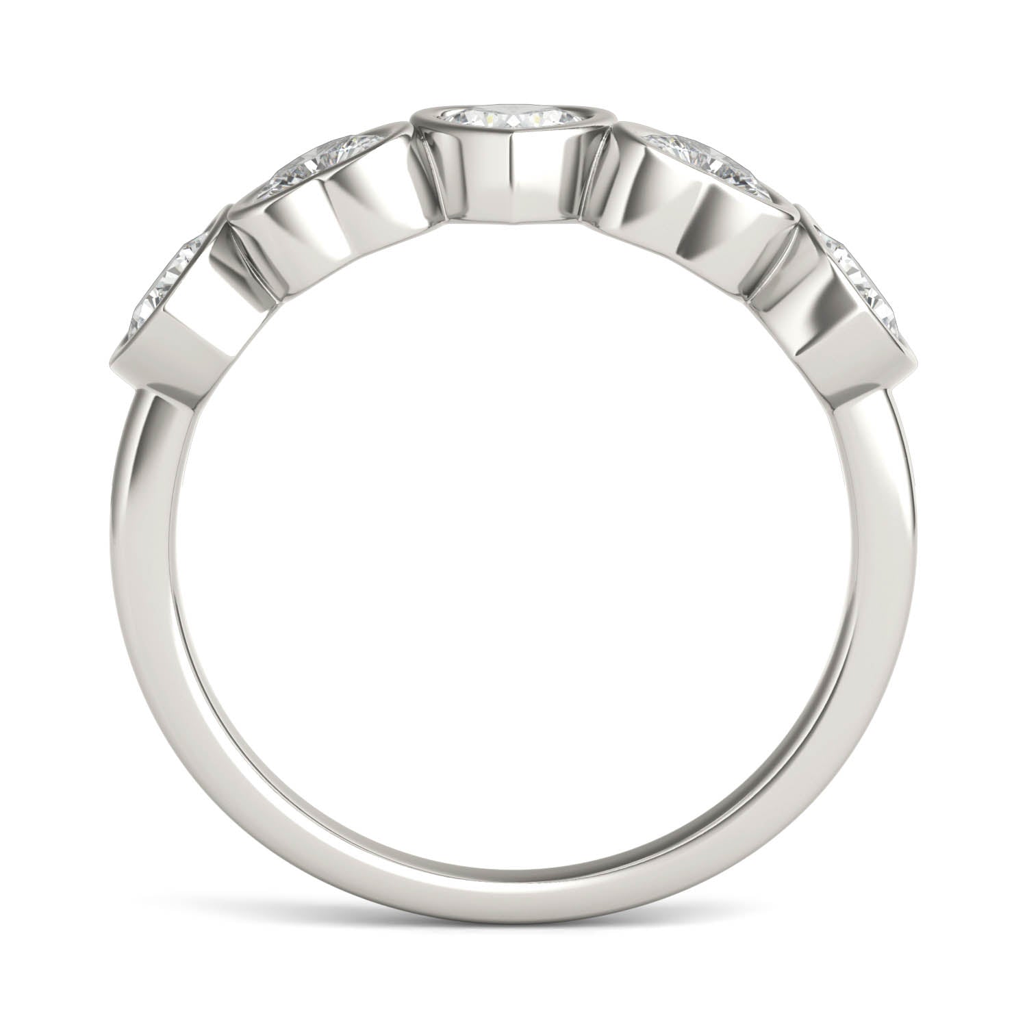 1.15 CTW DEW Heart Moissanite Five-Stone Band in Sterling Silver
