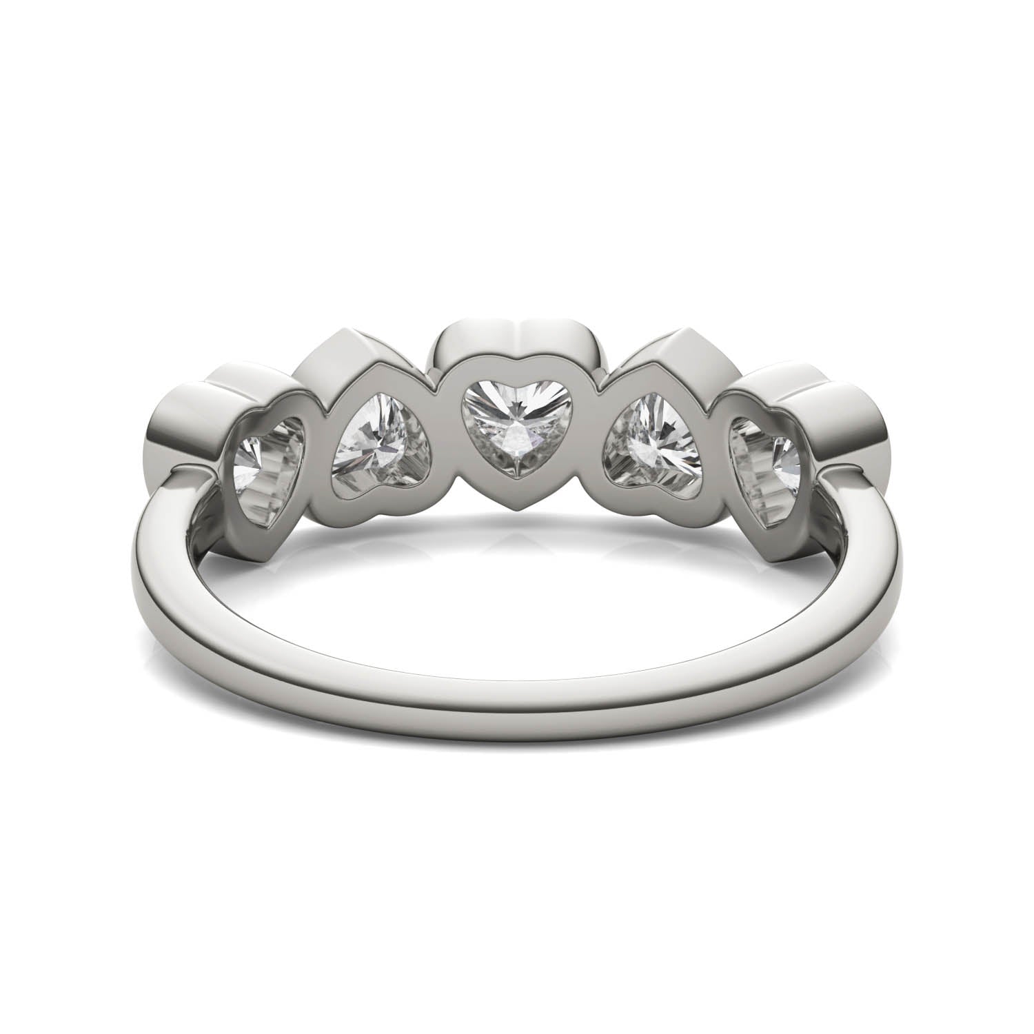 1.15 CTW DEW Heart Moissanite Five-Stone Band in Sterling Silver