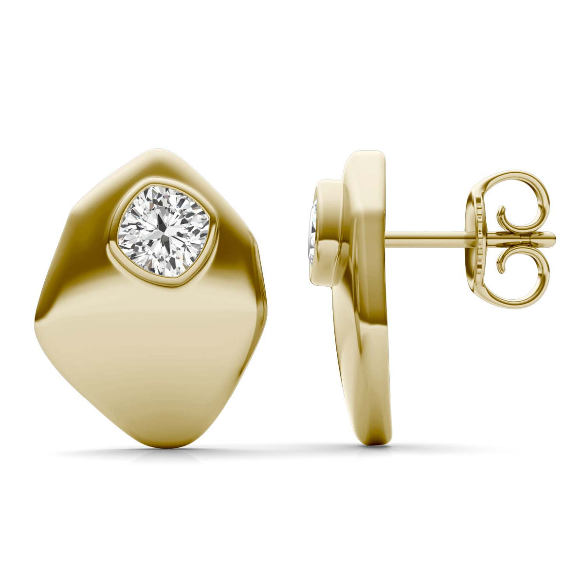 Forever Bright 1.20 CTW Moissanite Cushion Stud Earrings in 14K Gold Vermeil