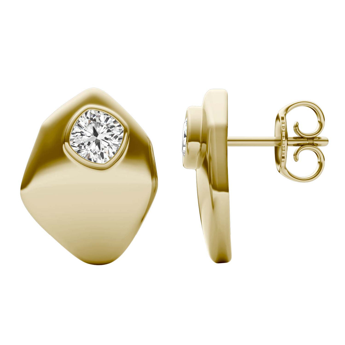 Forever Bright 1.20 CTW Moissanite Cushion Stud Earrings in 14K Gold Vermeil