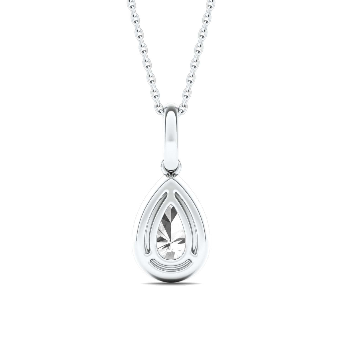 Forever Bright 1.50 CTW Moissanite Pear Pendant Necklace in Sterling Silver
