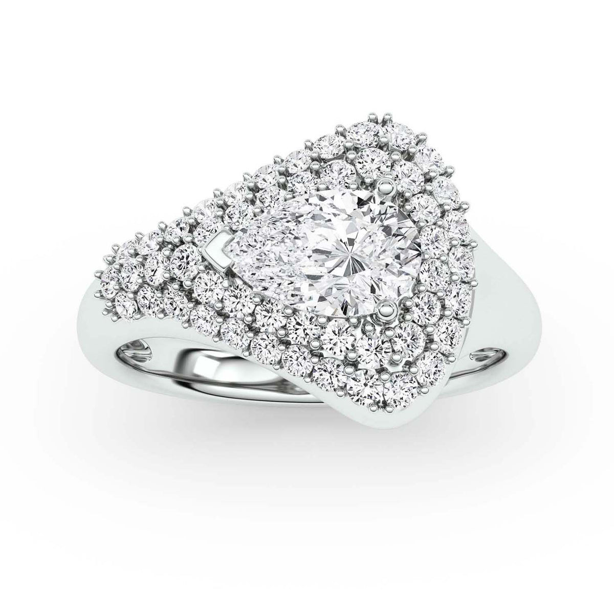 Forever Bright 1.27 CTW Moissanite Pear Margaux Ring Silver or Gold Vermeil