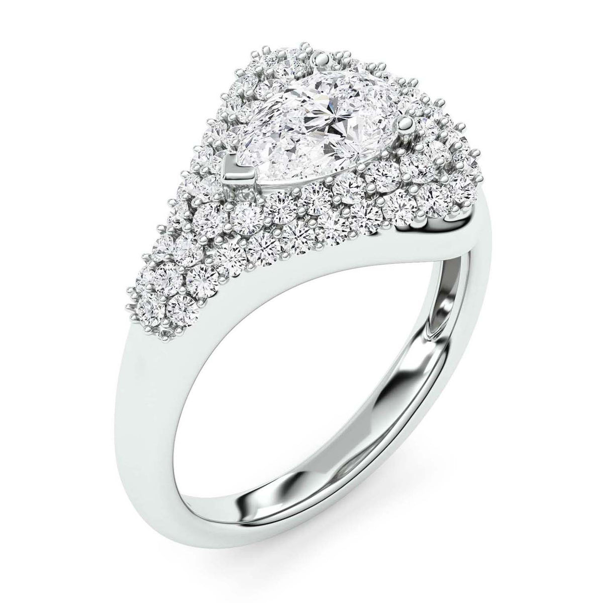 Forever Bright 1.27 CTW Moissanite Pear Margaux Ring Silver or Gold Vermeil