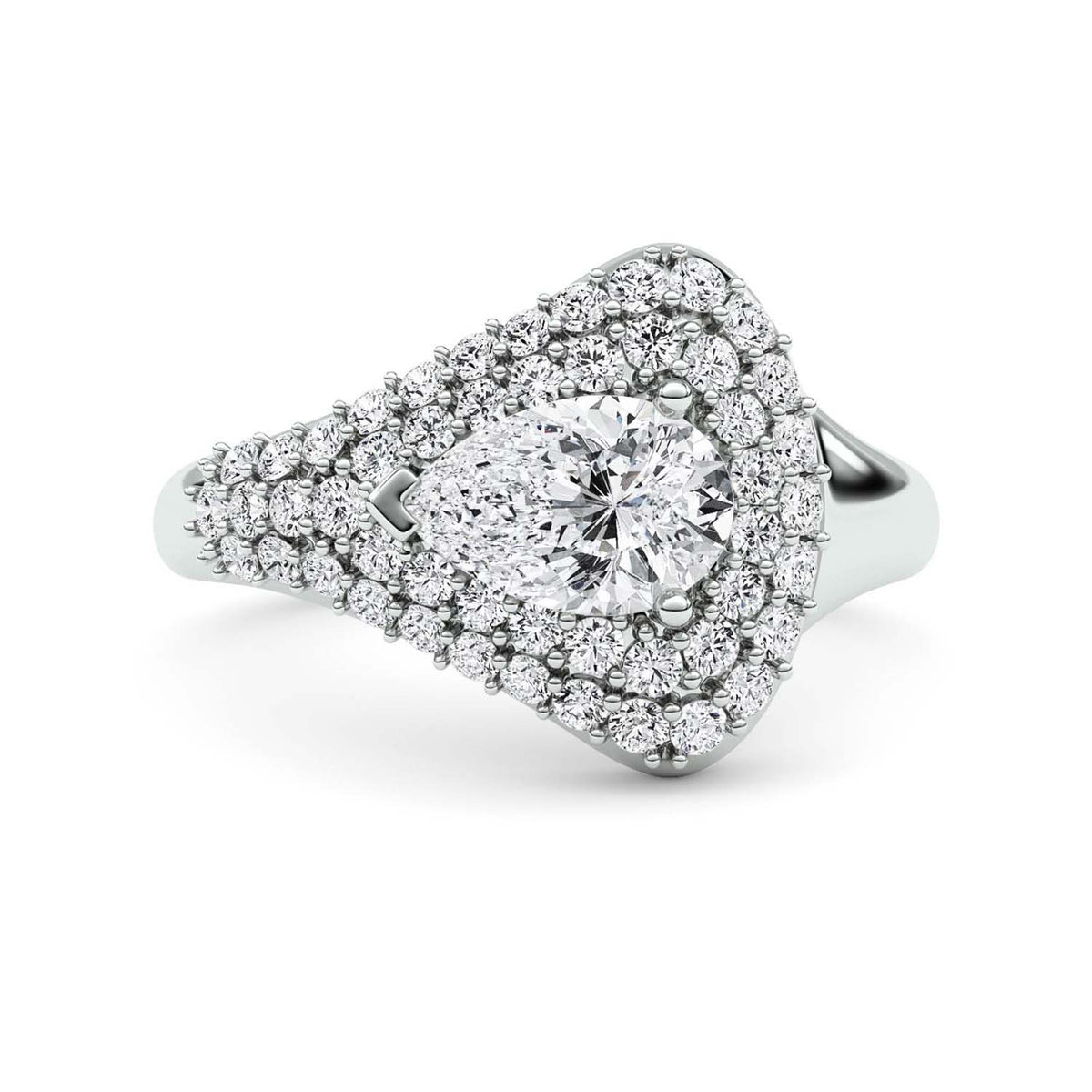 Forever Bright 1.27 CTW Moissanite Pear Margaux Ring Silver or Gold Vermeil