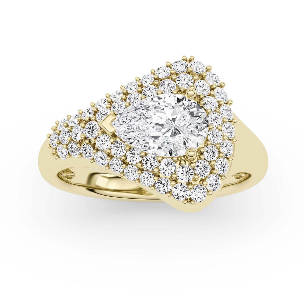 Forever Bright 1.27 CTW Moissanite Pear Margaux Fashion Ring in 14K Gold Vermeil