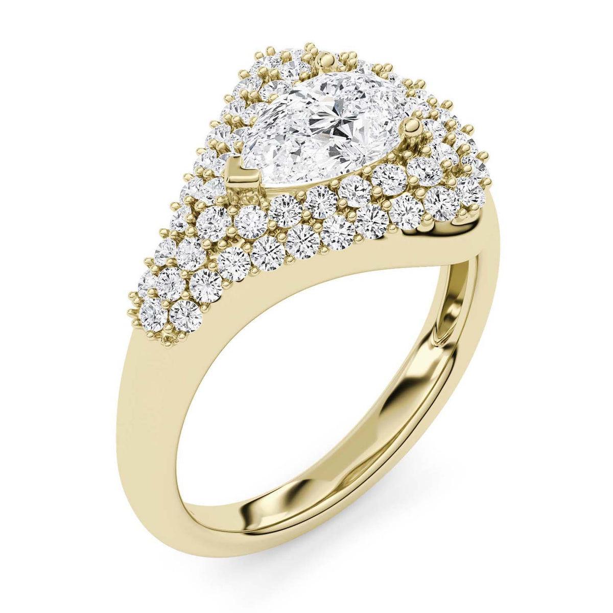 Forever Bright 1.27 CTW Moissanite Pear Margaux Ring Silver or Gold Vermeil