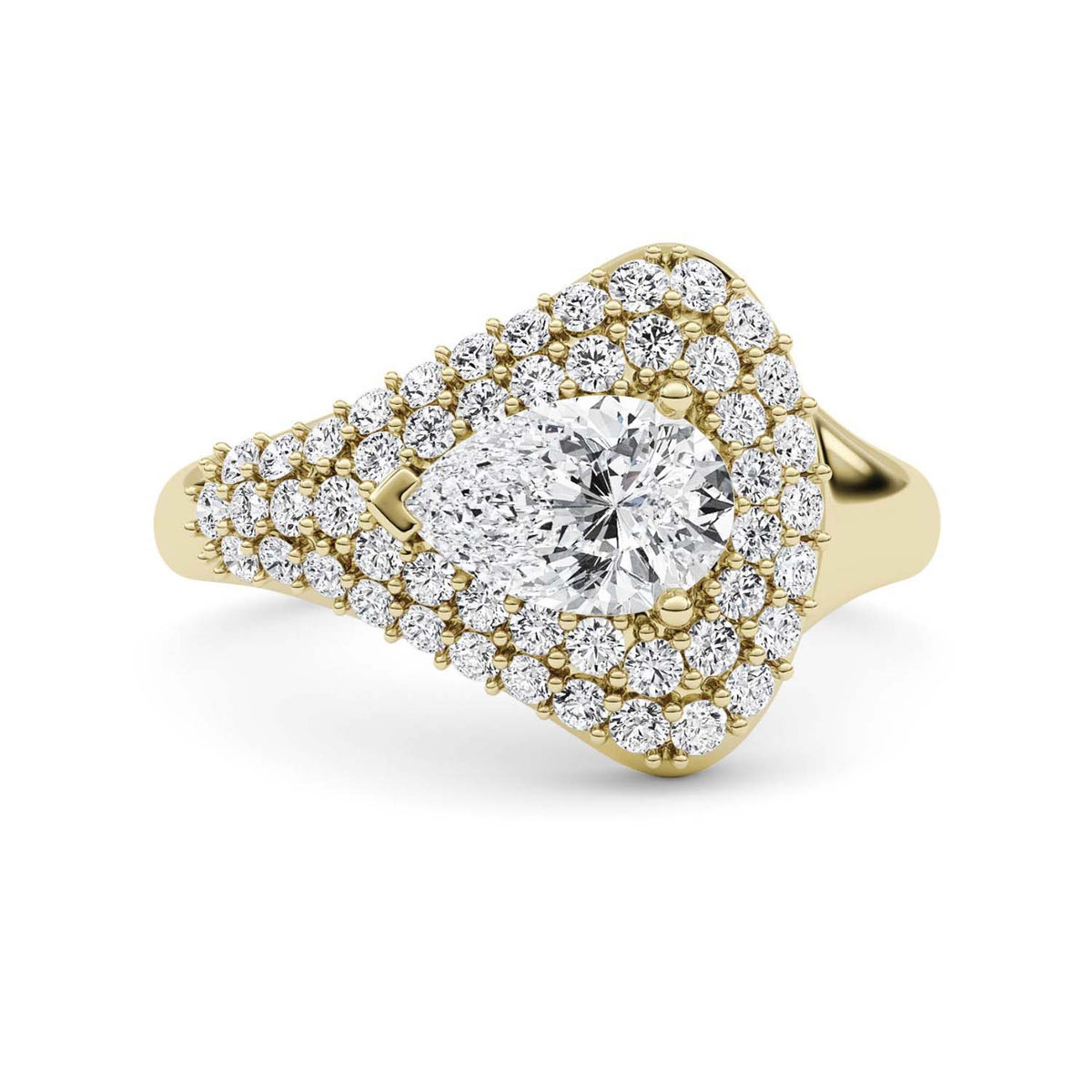 Forever Bright 1.27 CTW Moissanite Pear Margaux Ring Silver or Gold Vermeil