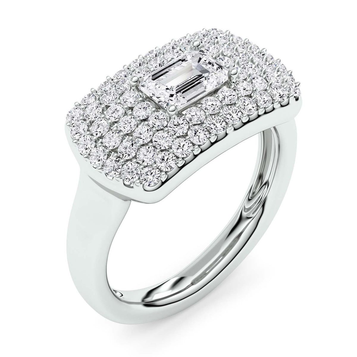Forever Bright 1.19 CTW Moissanite Emerald Margaux Ring Silver or Gold Vermeil
