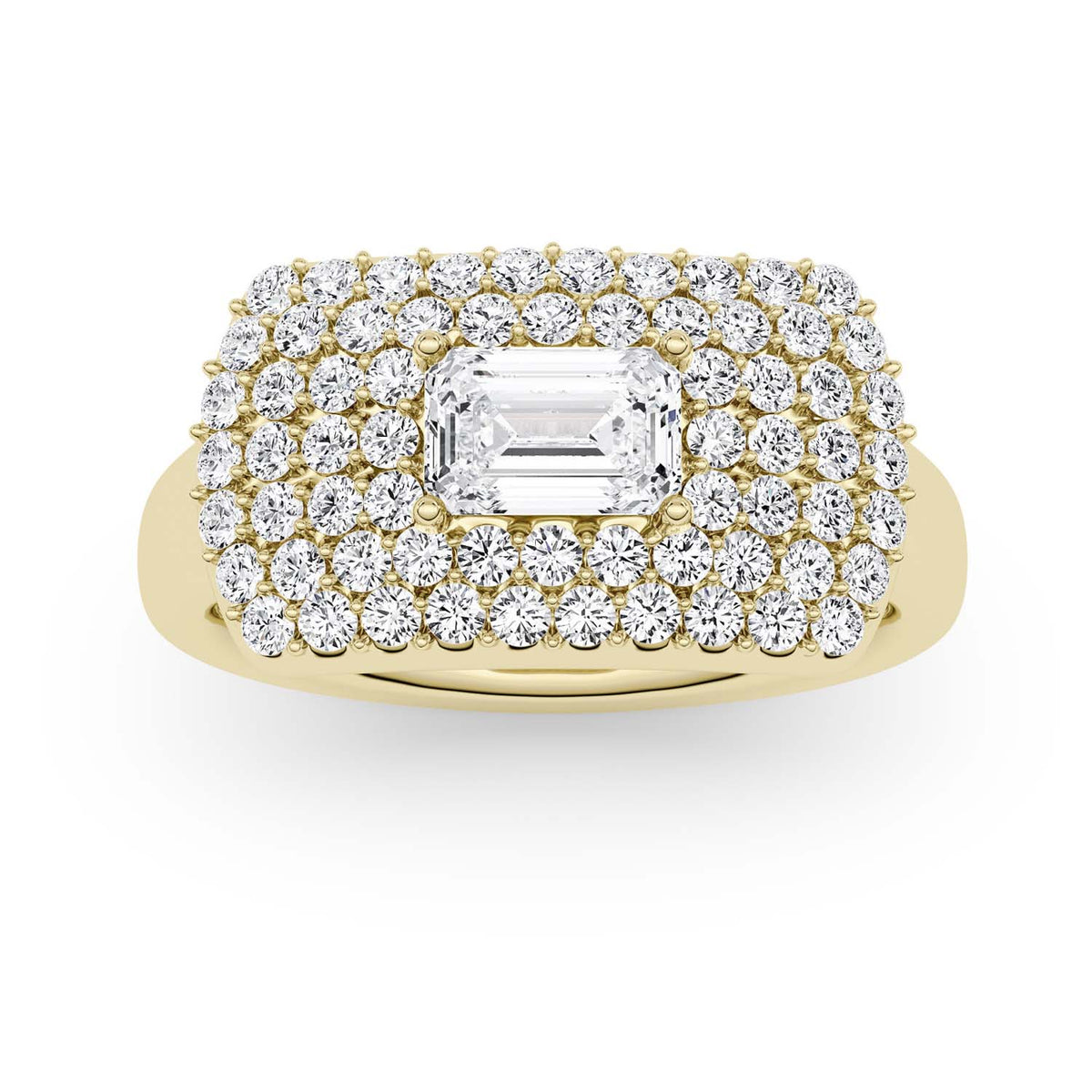 Forever Bright 1.19 CTW Moissanite Emerald Margaux Fashion Ring 14K Gold Vermeil