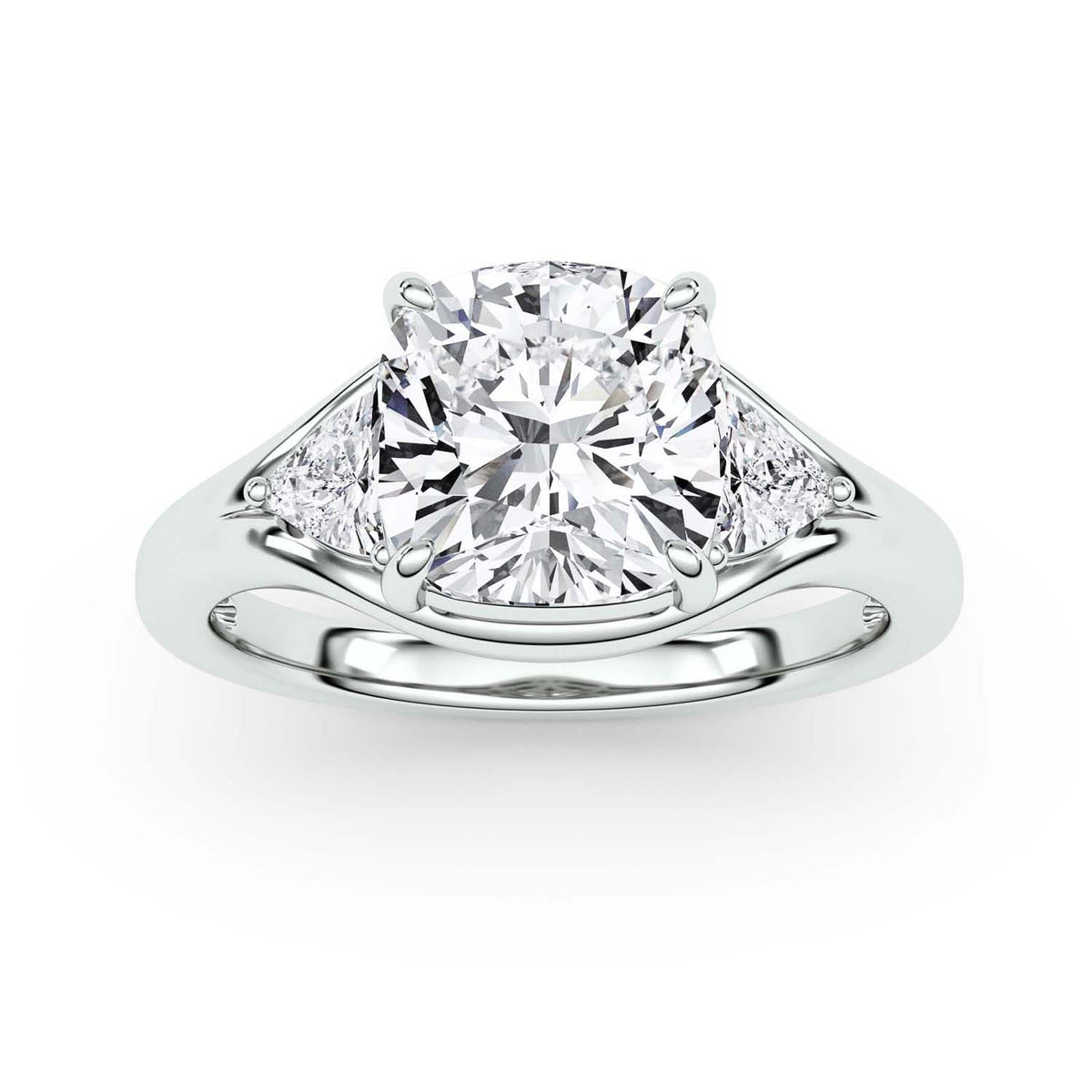 Forever Bright 2.46 CTW Moissanite Cushion Three-Stone Ring in Sterling Silver