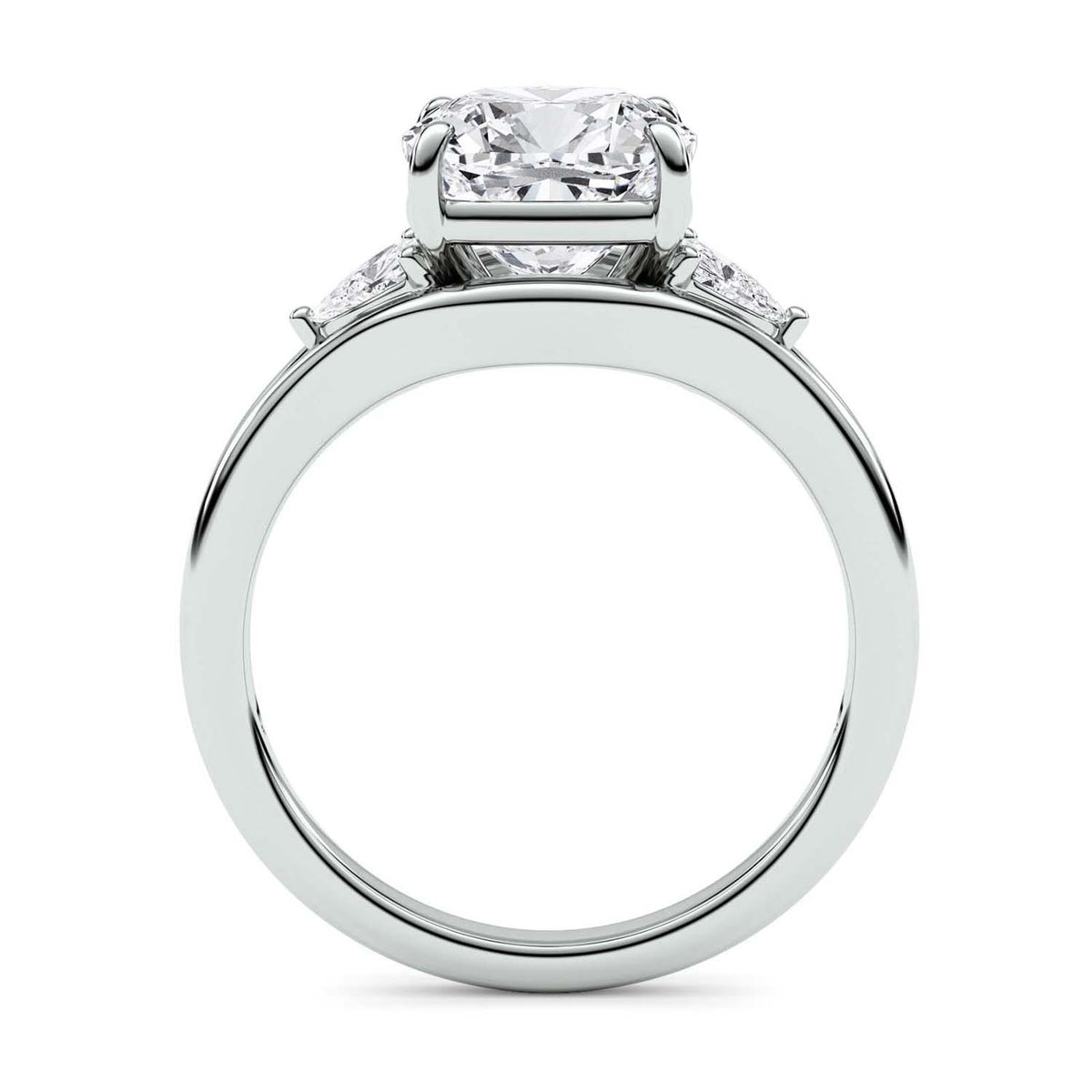 Forever Bright 2.46 CTW Moissanite Cushion Three-Stone Ring in Sterling Silver