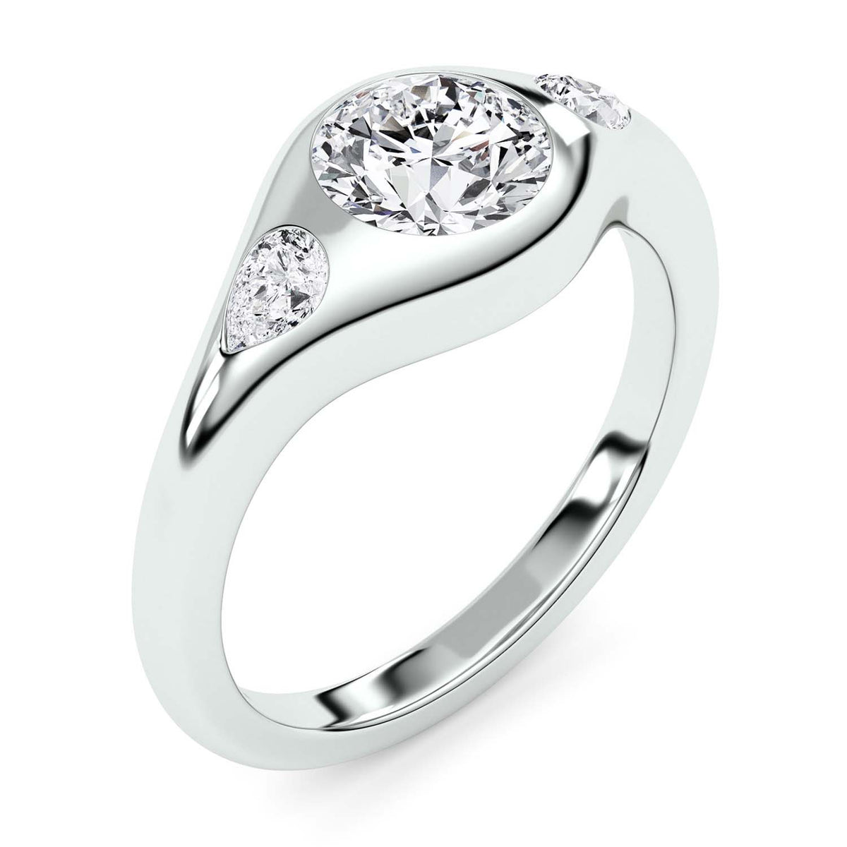 Forever Bright 1.10 CTW Moissanite Astoria 3-Stone Ring Silver or Gold Vermeil
