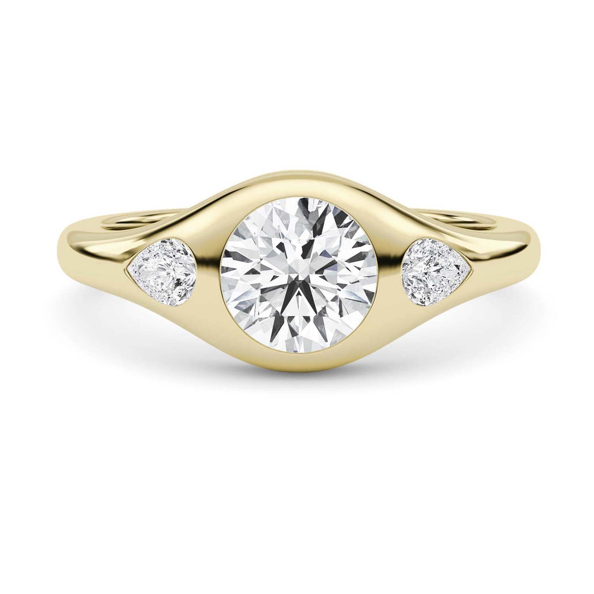 Forever Bright 1.10 CTW Moissanite Astoria 3-Stone Ring Silver or Gold Vermeil