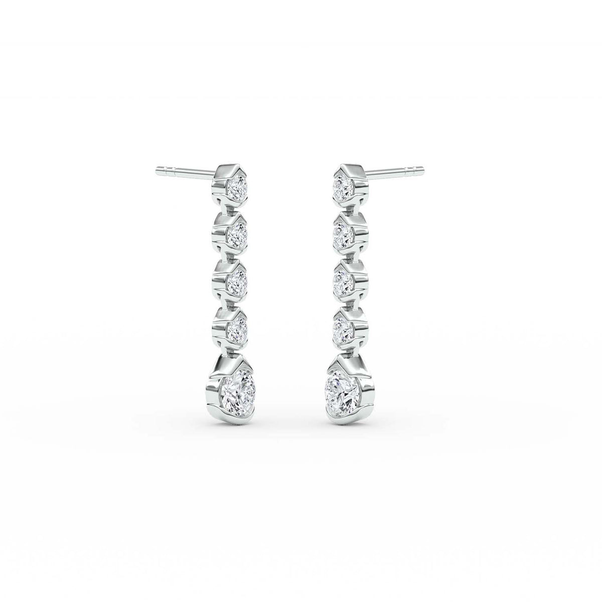 Forever Bright 2.00 CTW Moissanite Round 5-Stone Drop Earrings in 925 Silver
