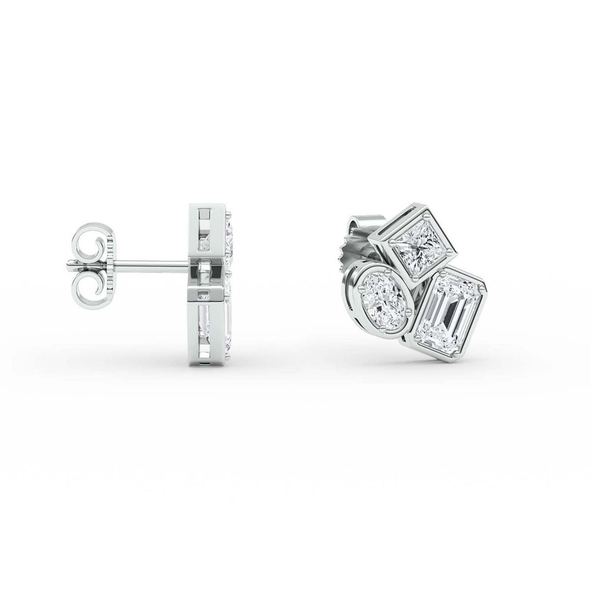 Forever Bright 2.18 CTW Moissanite Emerald Stud Earrings in Sterling Silver