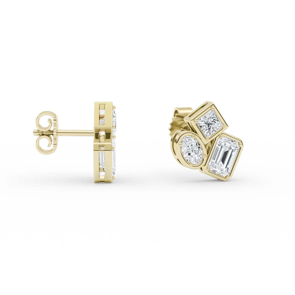 Forever Bright 2.18 CTW Moissanite Emerald Stud Earrings in 14K Gold Vermeil
