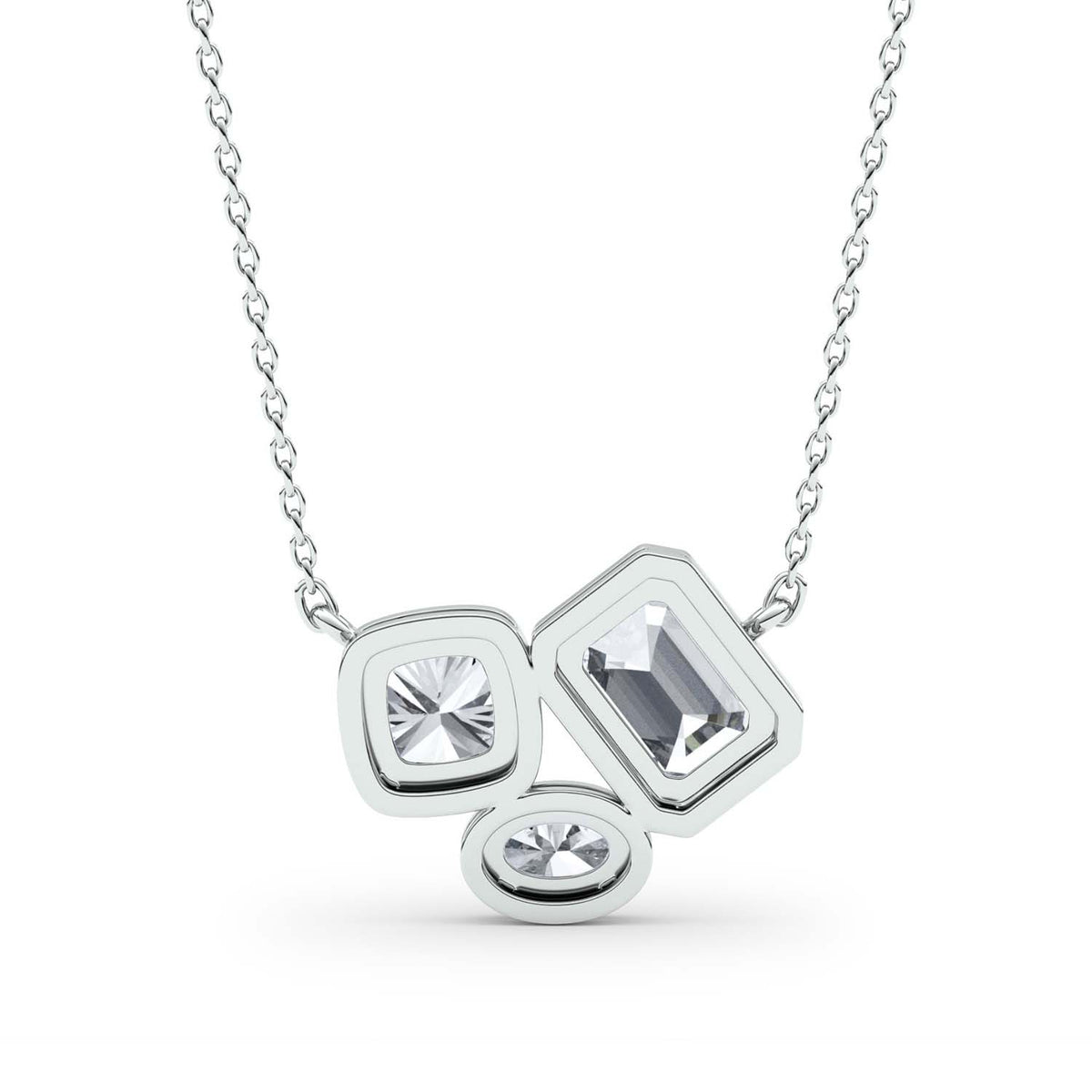 Forever Bright 1.87 CTW Moissanite Geometric Necklace Silver or Gold Vermeil
