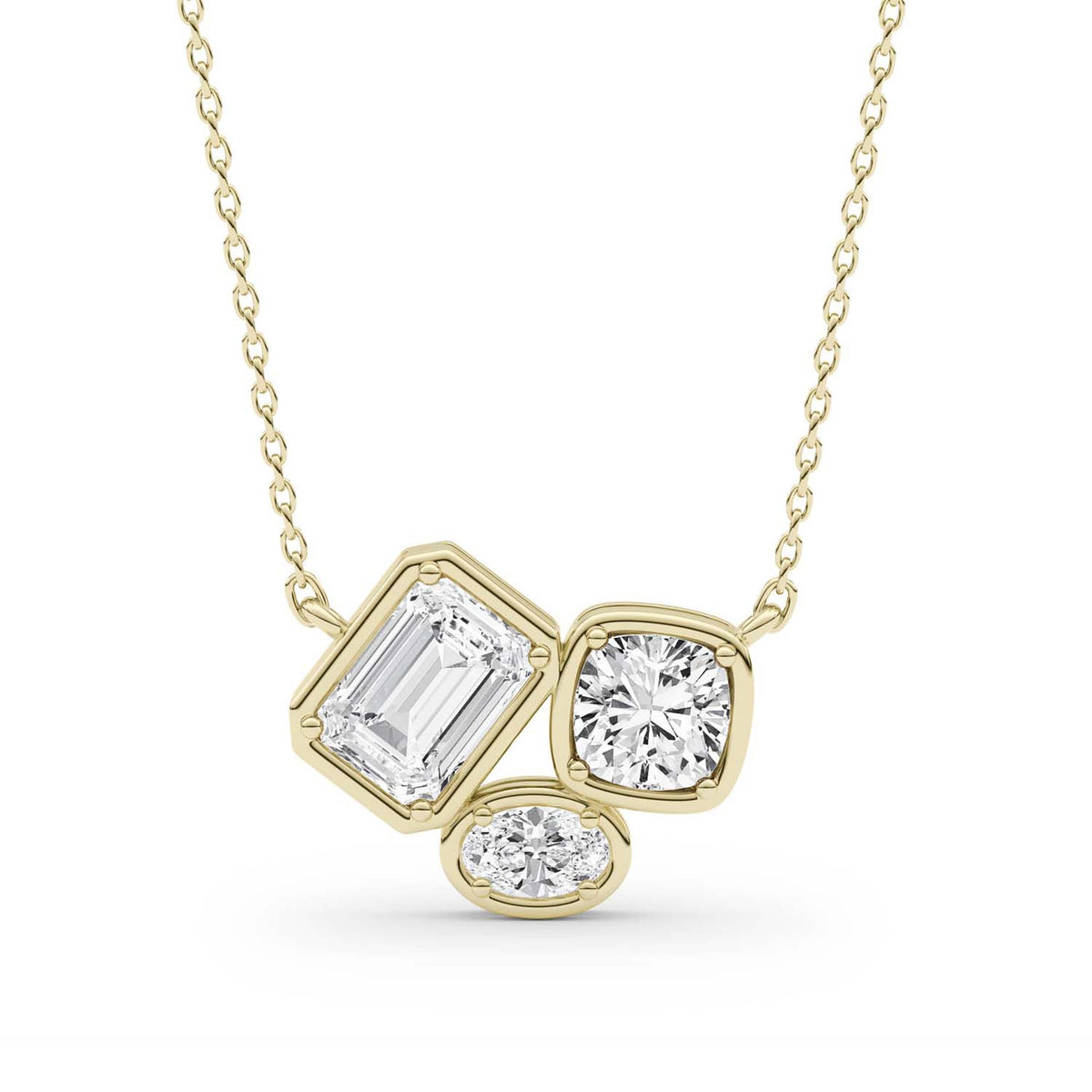 Forever Bright 1.87 CTW Moissanite Cushion Geometric Necklace 14K Gold Vermeil
