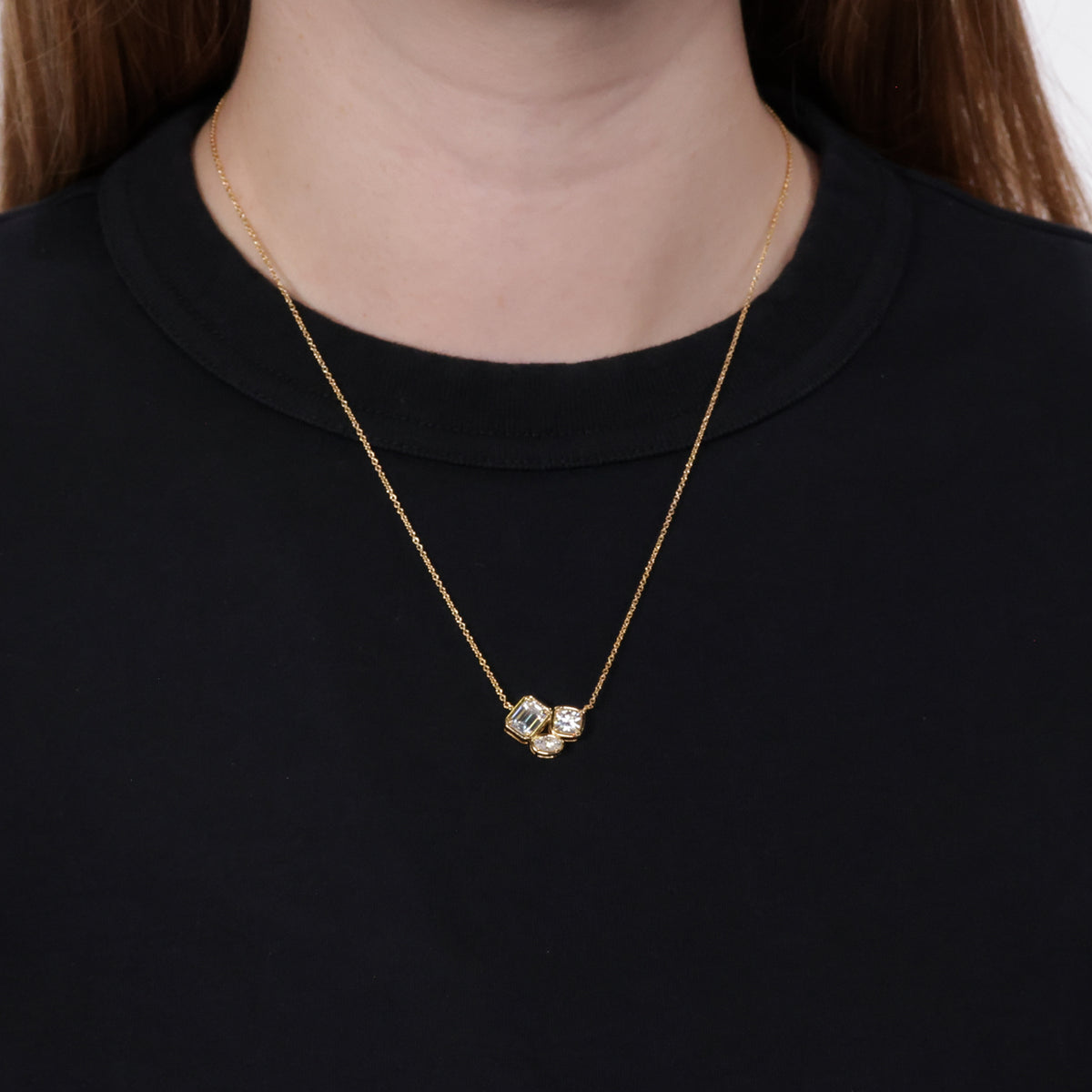 Forever Bright 1.87 CTW Moissanite Geometric Necklace Silver or Gold Vermeil