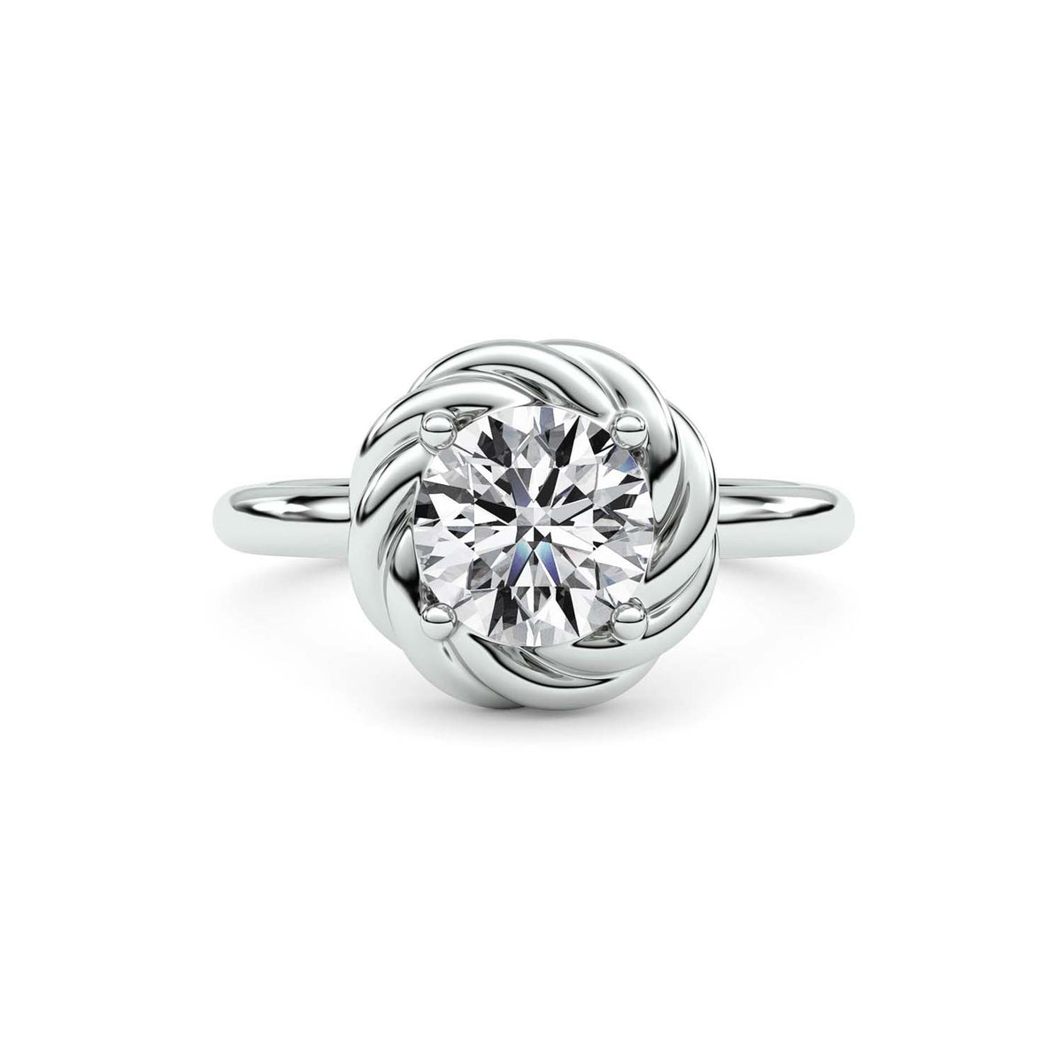 Forever Bright 1.50 CTW Moissanite Round Twist Ring Silver or Gold Vermeil