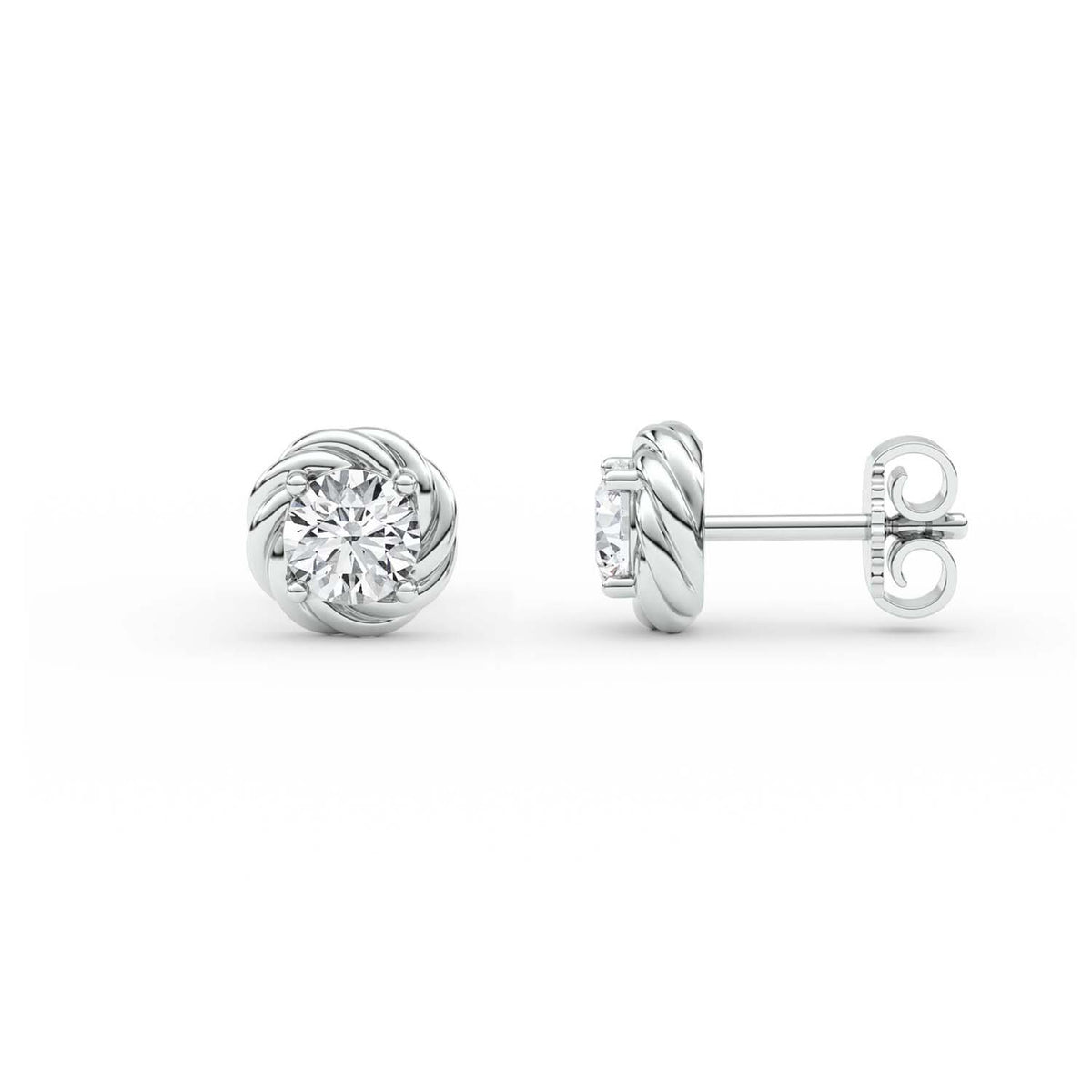 Forever Bright 1.20 CTW Moissanite Twist Stud Earrings Silver or Gold Vermeil