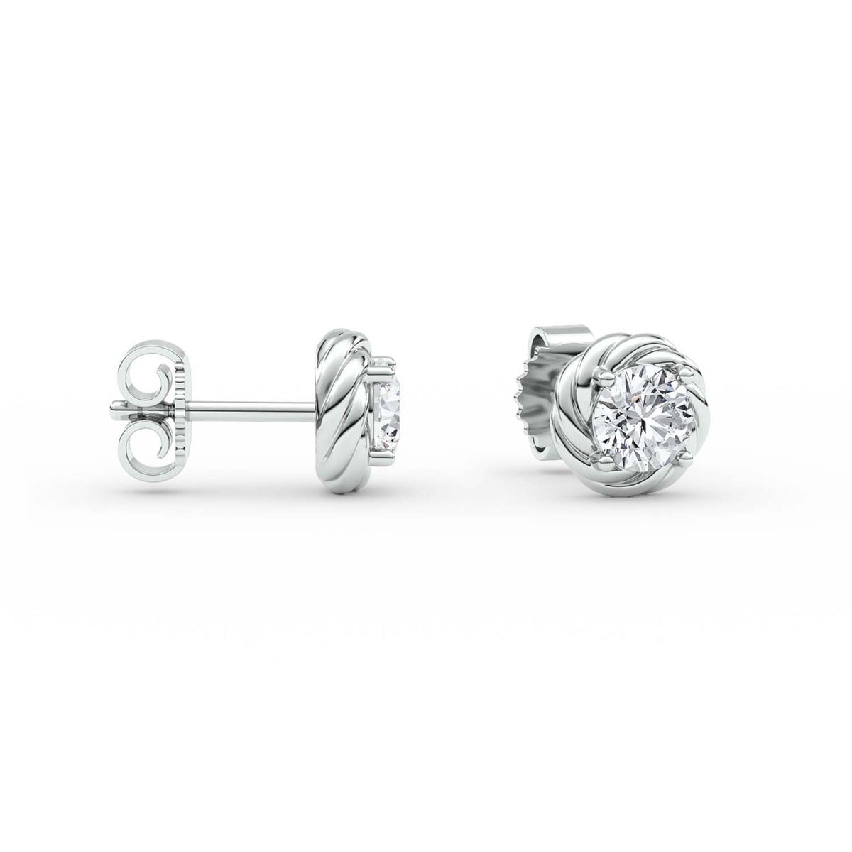 Forever Bright 1.20 CTW Moissanite Twist Stud Earrings Silver or Gold Vermeil