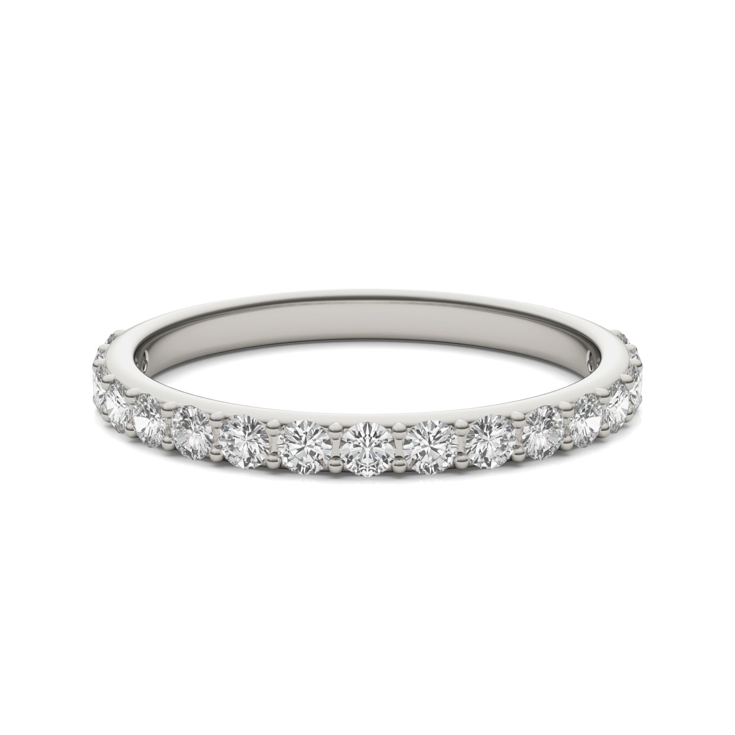 0.51 CTW DEW Round Moissanite Classic Wedding Band in 14K White Gold