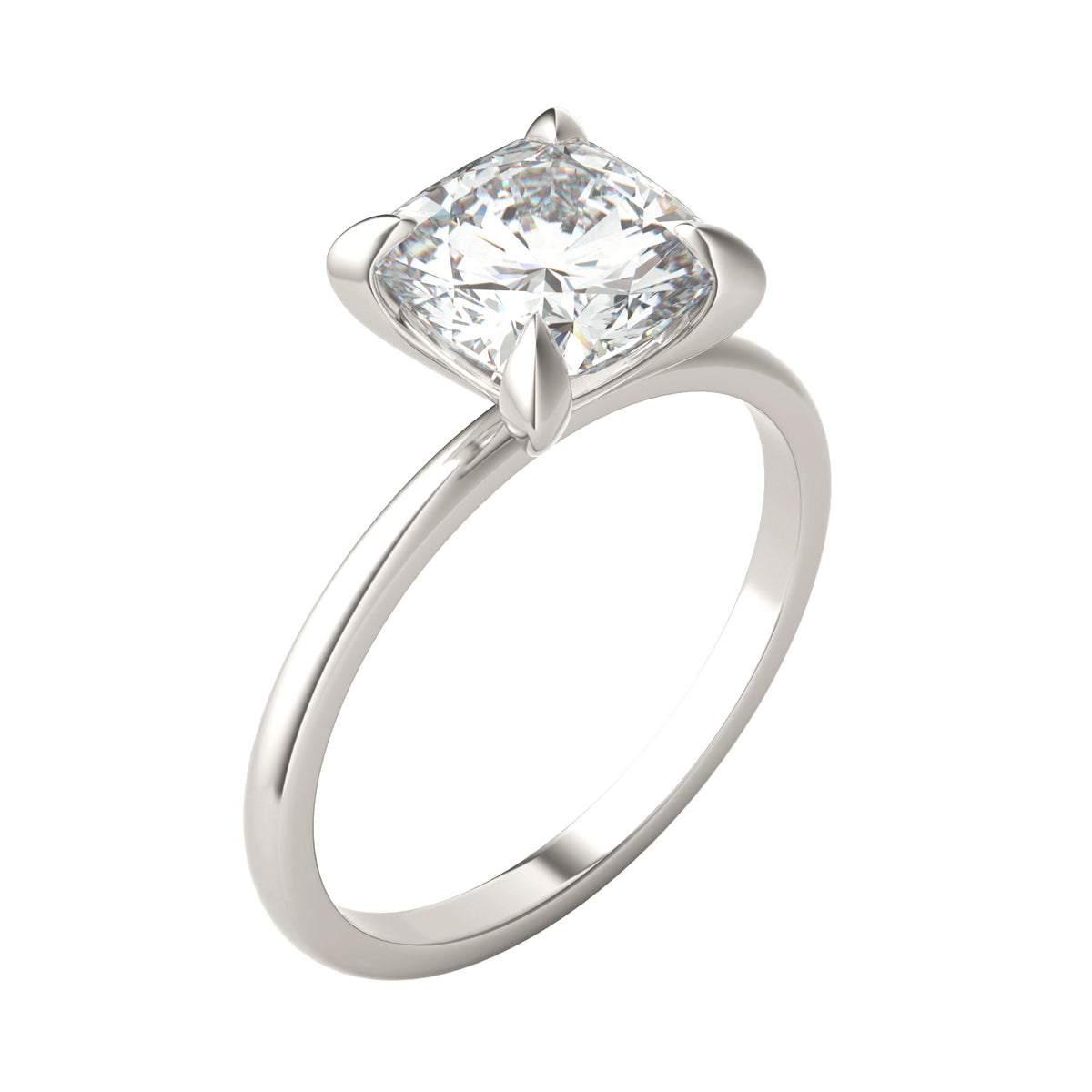 Forever Bright 2.00 CTW Moissanite Cushion Basket Solitaire Ring 14K White Gold