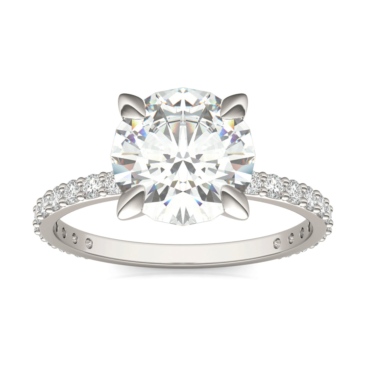Forever Bright 2.62 CTW Moissanite Round Accented Engagement Ring 10K White Gold
