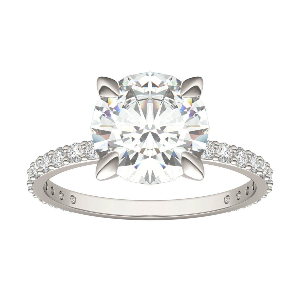 Forever Bright 2.62 CTW Moissanite Round Accented Engagement Ring 10K White Gold