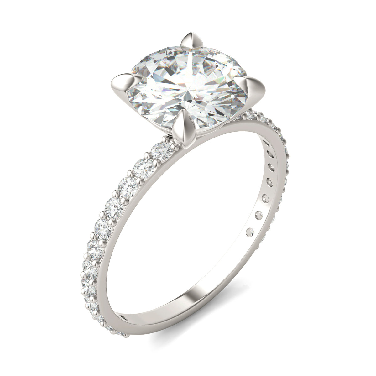 Forever Bright 2.62 CTW Moissanite Round Accented Engagement Ring 10K White Gold