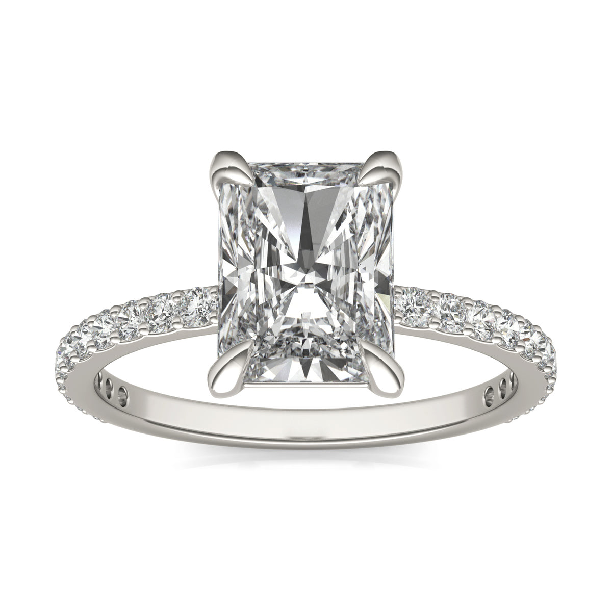 Forever Bright 3.12 CTW Moissanite Radiant Engagement Ring 10K White Gold